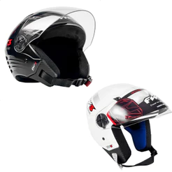 Capacete Moto Motociclista x Classic Open Preto/Branco Brilhante Fw3
