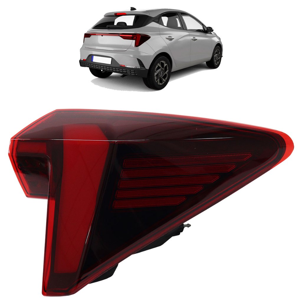 Lanterna Traseira Hb20 2023 2024 2025 Hatch Canto LED Lente lisa Acrílico