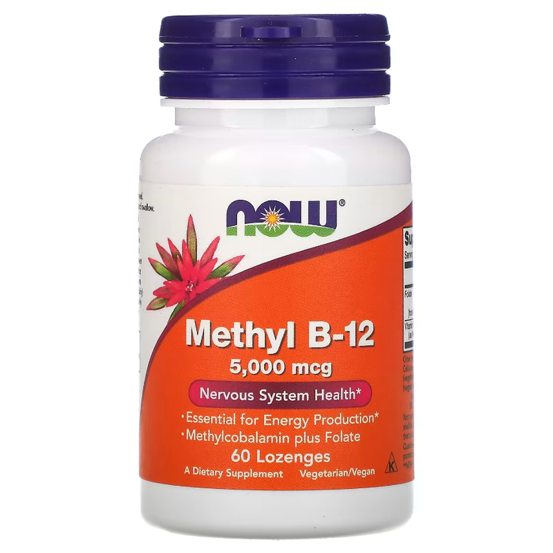 Methyl B-12 Vitamina B12 Metilcobalamina 5000mcg 60 Pastilhas Sublingual - Now Foods