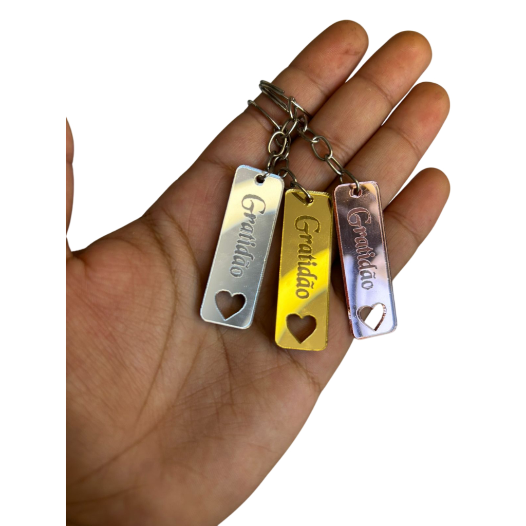 Chaveiros tema: Gratidão acrílico espelhado 4cm - S2ACRI186 (obs. Não personalizamos) em Oferta na Shopee