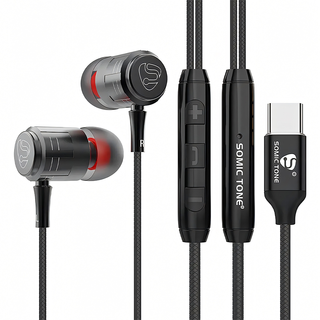 Fone De Ouvido Com Fio Entrada Usb C Com Graves Profundos Reforçado Super Bass