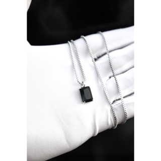 Colar masculino pingente cristal preto, corrente veneziana 2mm em aço inox prata, pingente zircônia em Oferta na Shopee