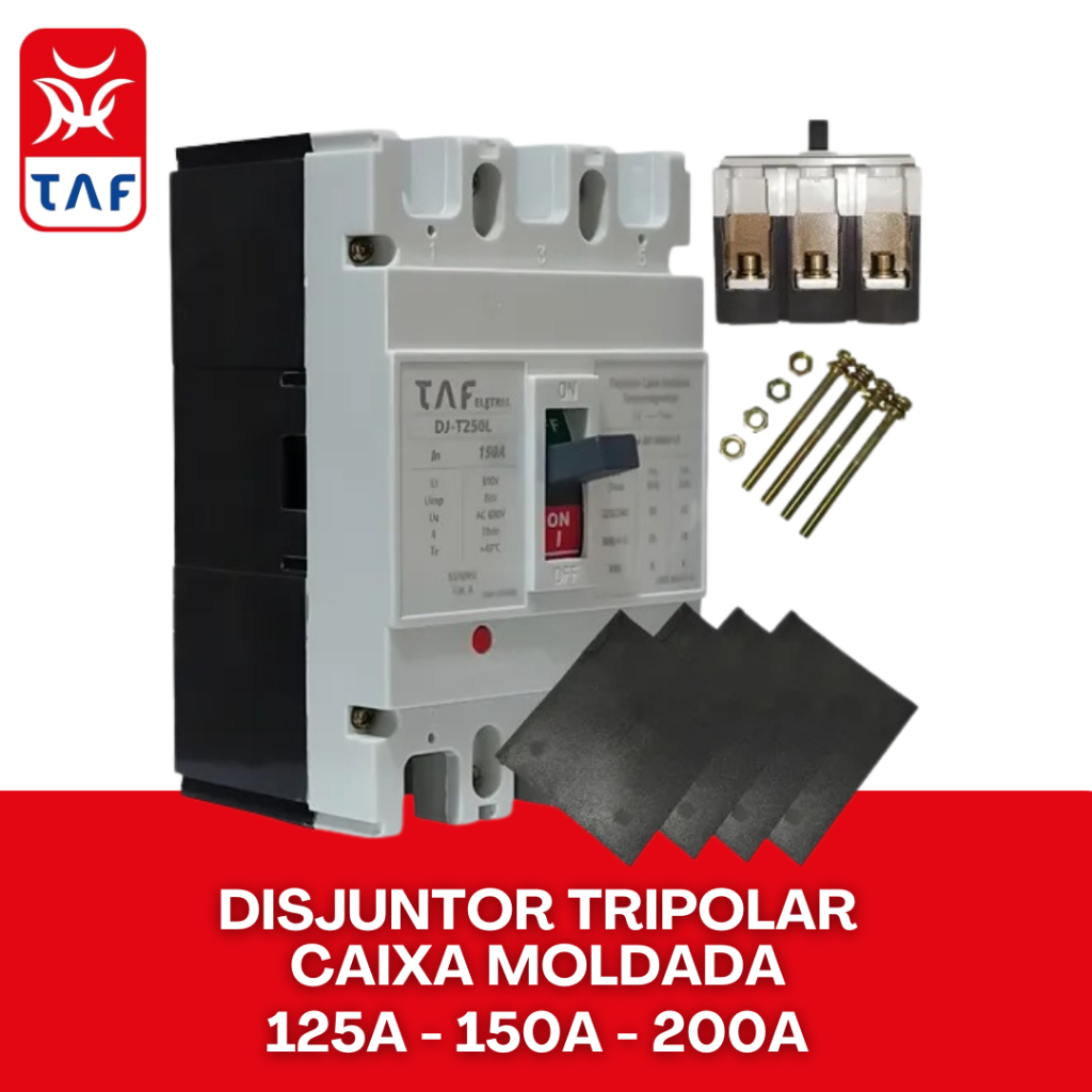 Disjuntor Tripolar Caixa Moldada 125 até 200 Amperes Taf