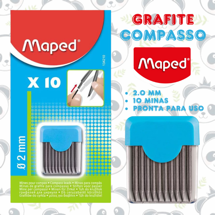 Grafite 2.0 mm para Compasso Estojo com 10 Minas Desenho Técnico | Maped