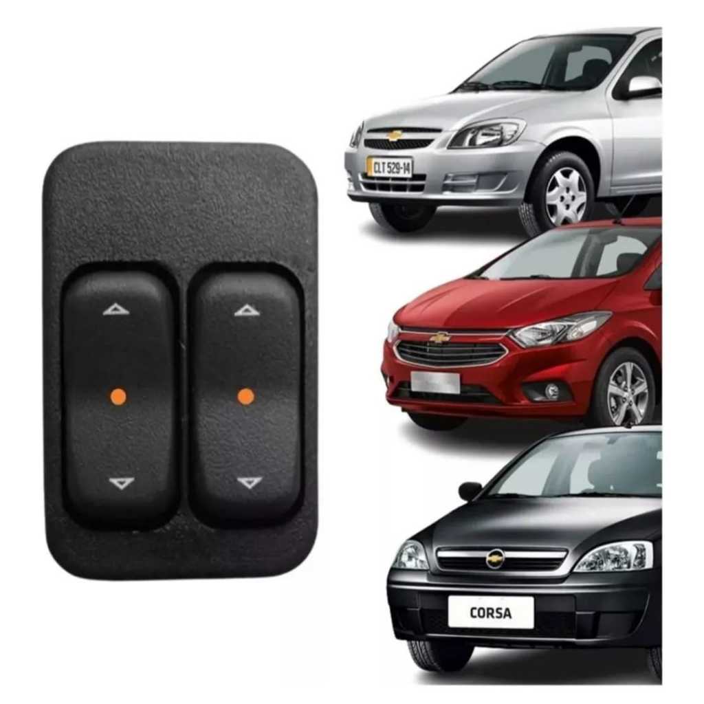 Kit Interruptor Botão Vidro Elétrico Dianteiro Corsa/Celta/Prisma/Montana