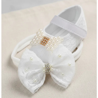 Sapatinho de Bebê e Faixa Sapatinho e Faixa de Renda Batizado Rn em Oferta na Shopee