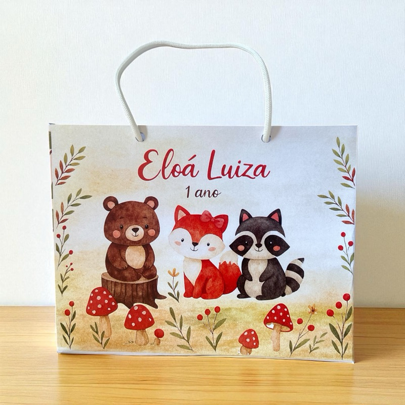 Sacolinha personalizada tema Bosque Encantado Cogumelo | Lembrancinha Bosque | DESMONTADAS