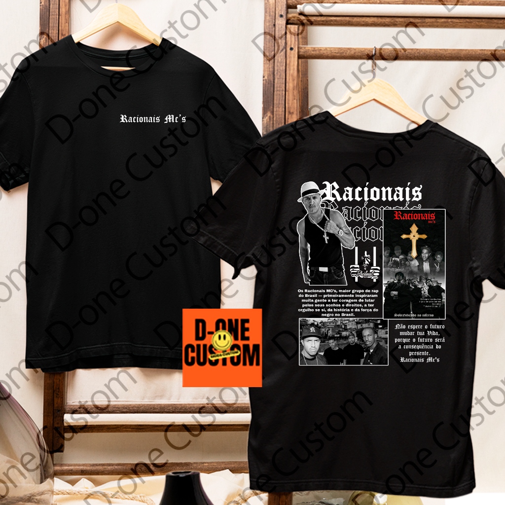 Camisa Camiseta Hip-Hop Racionais MCs Mano Brown Homenagem Costa e Frente Grupo Álbum em Oferta na Shopee