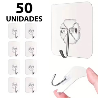 Gancho De Parede Adesivo (01,10 ou 50 Unidades) Sem Furos Reutilizável Multiuso Autocolante em Oferta na Shopee