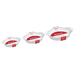 Kit 3 Assadeiras Oval Opaline Vidro Temperado 600ml, 1L e 1,4 L Forno Micro-Ondas Marinex Nadir