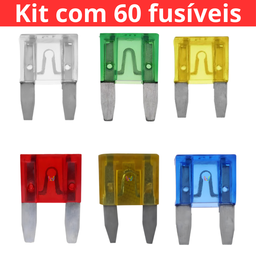 Fusível Lamina Carro, Moto Veiculos Kit 60Peças 5a A 30a MIni