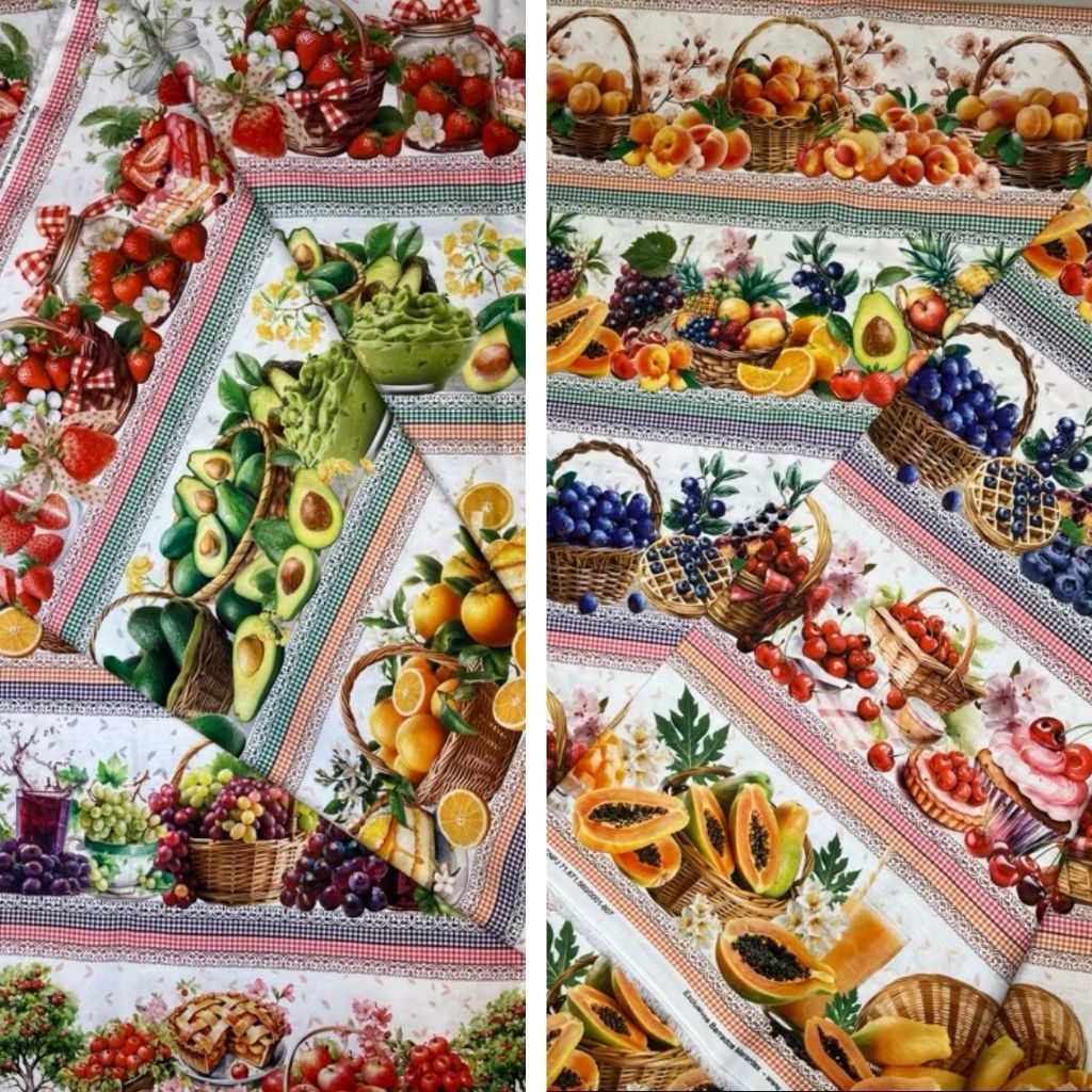 Kit 10 faixas barrados tricoline digital 100% algodão 55 cm x 1,5 m