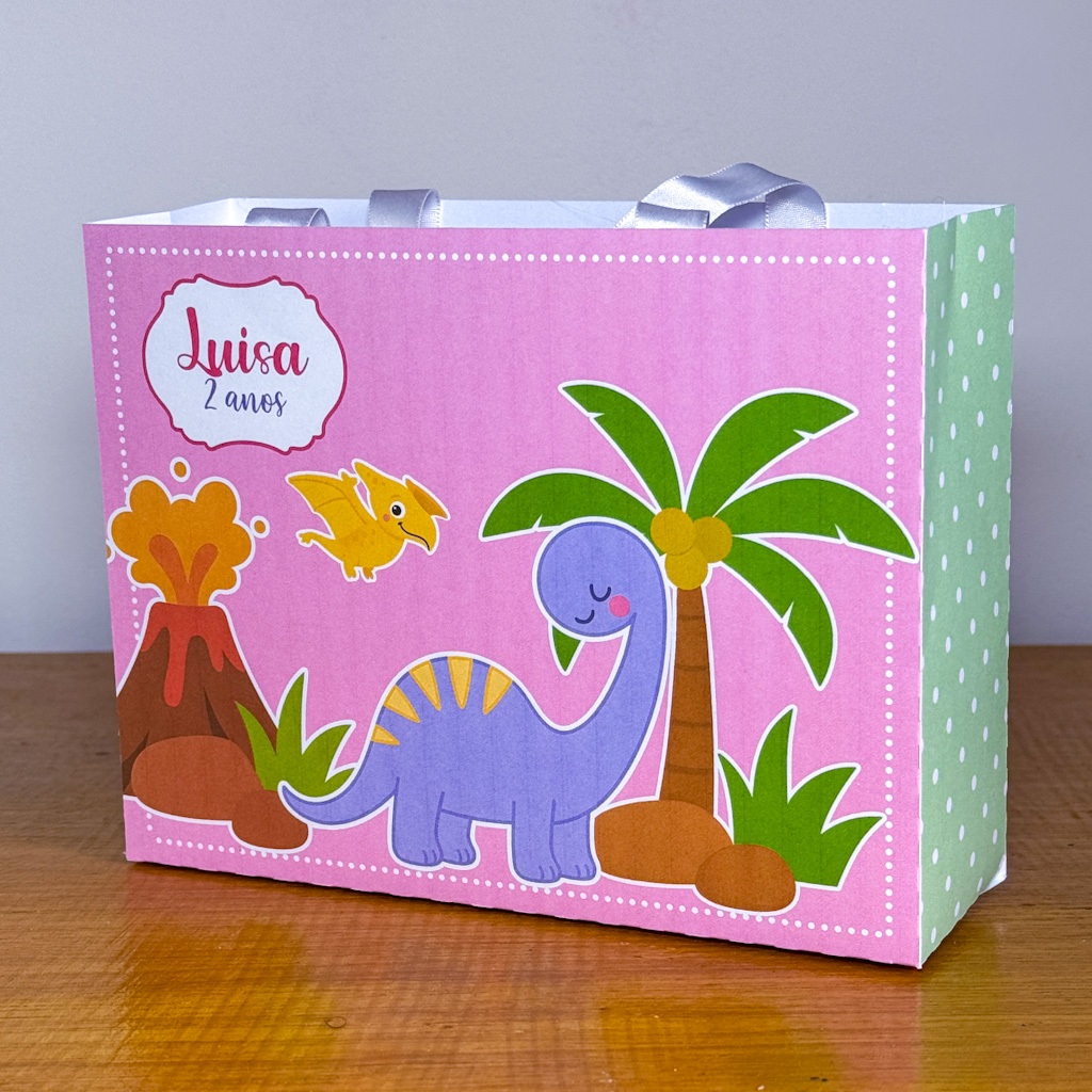 Sacolinha Personalizada Dinossauro PEGUE E MONTE Lembrancinhas / Sacolinha surpresa