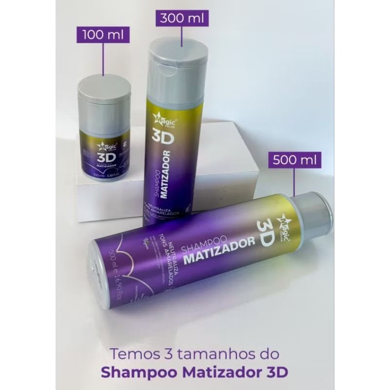Magic Color 3D Shampoo Matizador Neutralizador Tons Amarelados 100/300/500ml - Escolha seu Tamanho