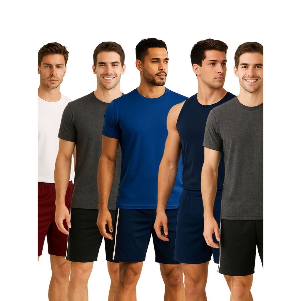 kit 5 - Short Calção Bermuda Masculina - Futebol Corrida Academia Piscina Praia Casual Lazer-