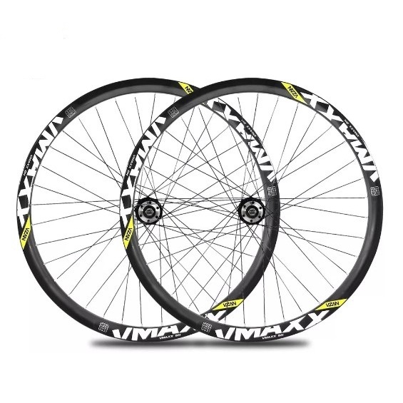 Par Aros Vzan Vmaxx 26 DH Roda Montada + Raios Finos + Cubos Aço 36F Esferado Eixo Porca