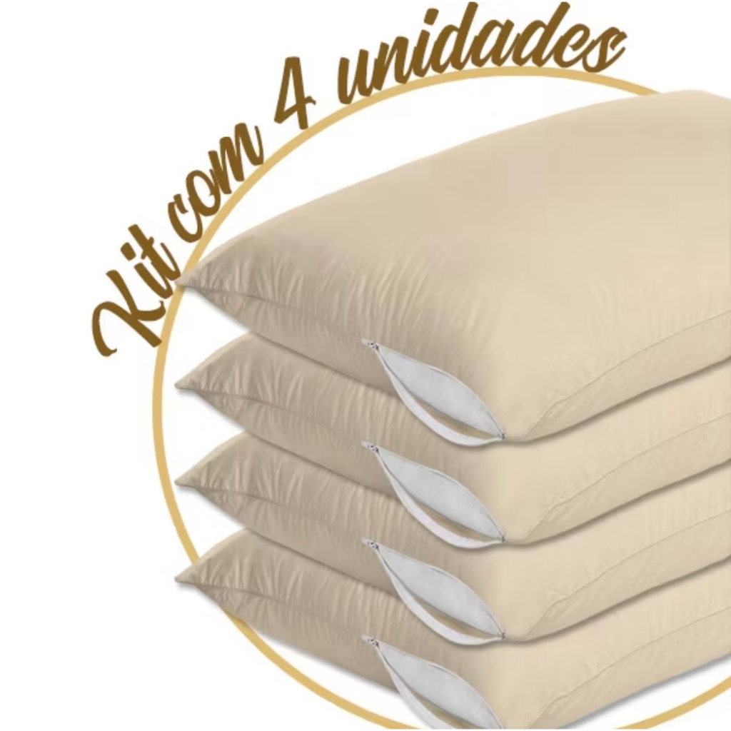 kit 4 Capas Protetora Fronha Travesseiro com Ziper BEGE Anti Ácaro Proteção  / 2 pçs e 4 pçs em Oferta na Shopee