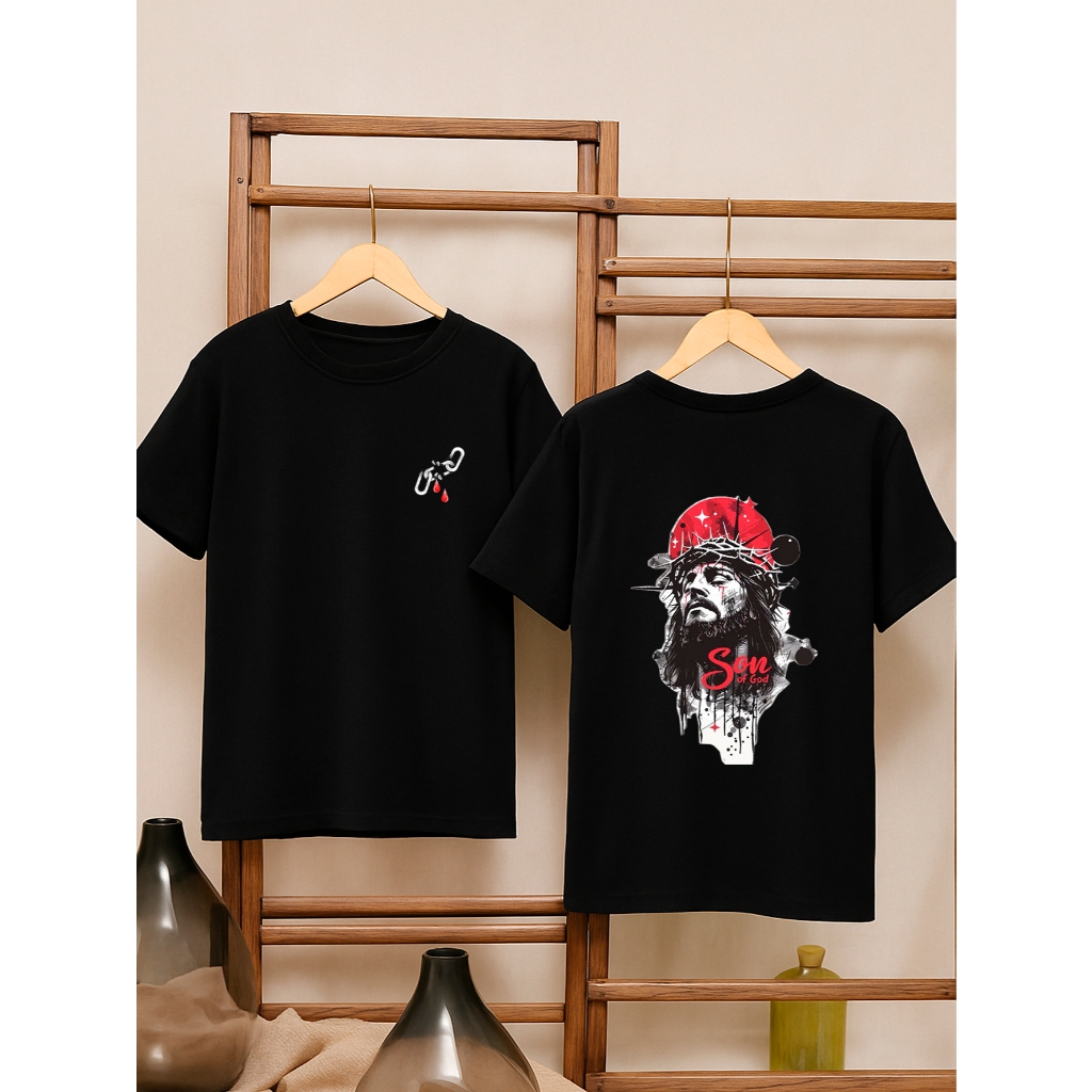Camiseta Oversized Unissex Estampada Frente e Costas 100% Algodão Son of God Jesus Religiosa Cristã