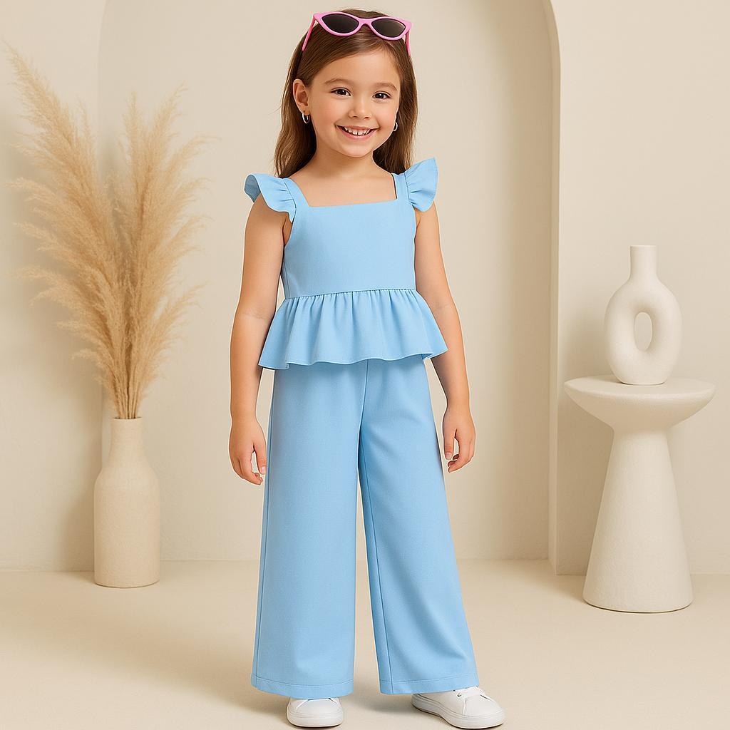 Conjunto Infantil Feminino Alfaiataria Calça e Blusa  Bata Peplum Roupa Menina Princesa mini diva