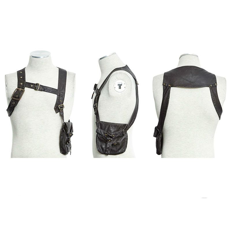 Pochete de Peito Bolsa Estilo Harness Cartucheira Moda Alternativa Steampunk