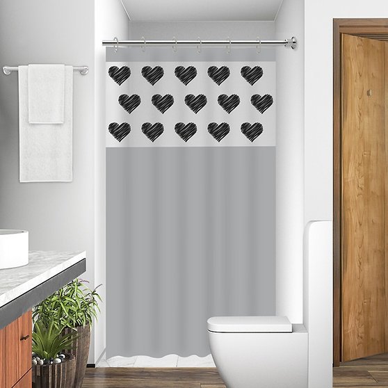 Cortina Box com Visor Coração p/ Banheiro Anti Mofo Resistente Alta Qualidade 100% PVC Várias Cores