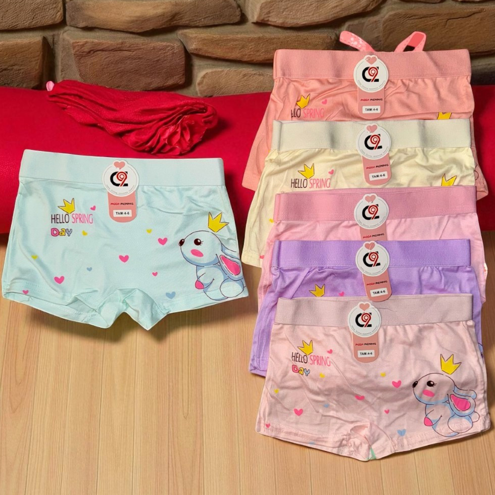 Kit com 02/05/10 Calcinha Importada Shortinho Infantil Estampado para Menina Tam 02 a 10 A...