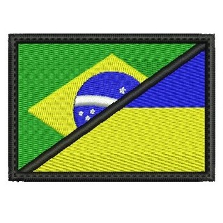 Patch bordado bandeira da Brasil/Ucrânia 8x5,5 cm com carrapicho, para costurar ou termocolante