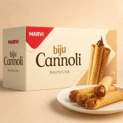 Casquinha Biju Cannoli Marvi 195g Mega Crocante Para Rechear - Cx 30un