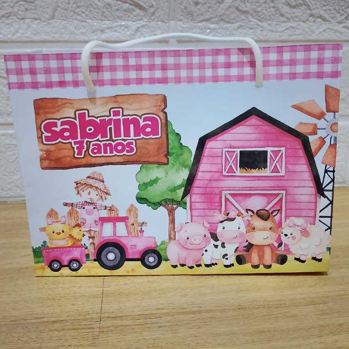 Sacolinha  Desmontada Fazendinha Personalizada – Lembrancinha Aniversário Infantil– Festa