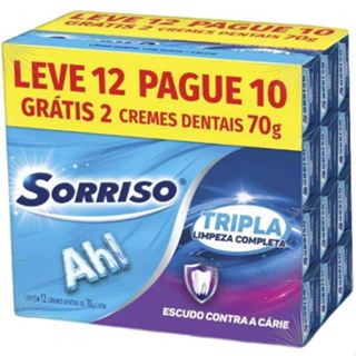Creme Dental Tripla Limpeza Completa Sorriso Leve 12 Pague 9 70g. em Oferta na Shopee