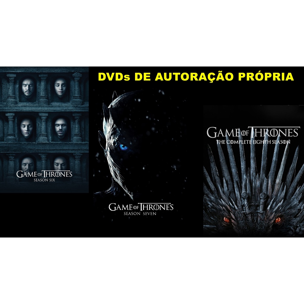 Pacote de DVDs de autoração própria Série Game of Thrones Temporadas 6, 7 e 8 Edição de fã Dublada / Legendada