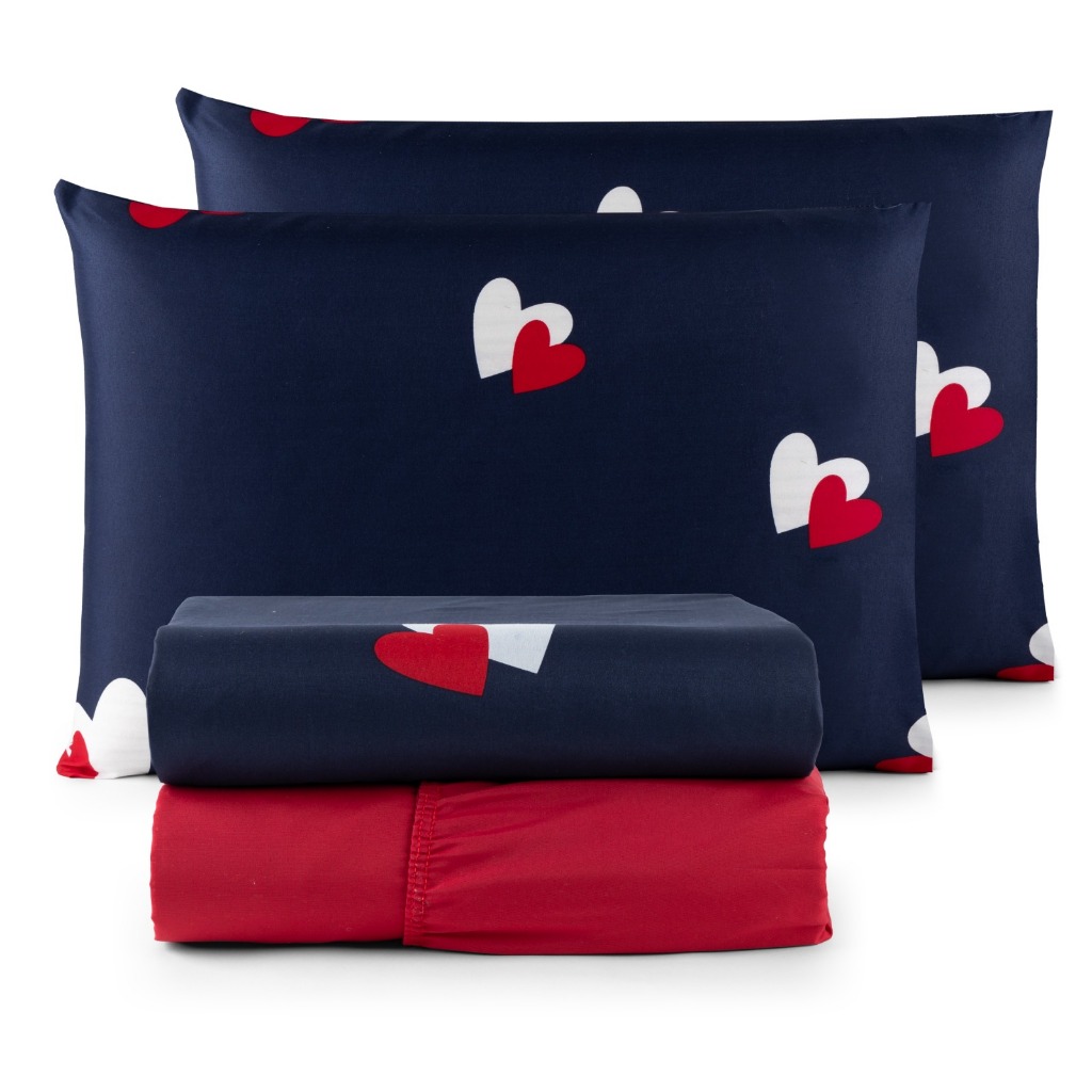 Jogo de Lençol Casal Padrão 04 Peças 200 Fios Cama Box Estampado Toque Aveludado Macio