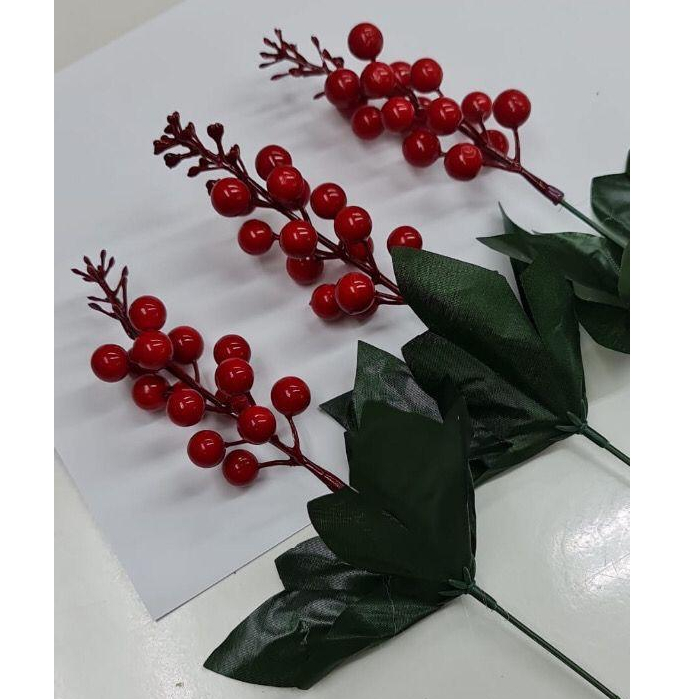 5 azevinho artificial de natal,holly berry vermelho natalino