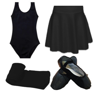 Kit Ballet Infantil Preto Com 4 Itens: Collant Regata + Saia Cós + Meia + Sapatilha em Oferta na Shopee