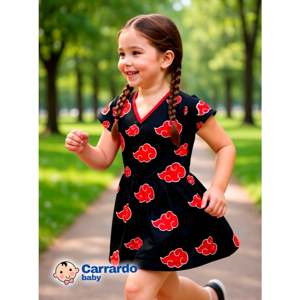Vestido Infantil Menina Roupa Anime Naruto Fantasia Akatsuki Festa Aniversário Achadinhos Crianças