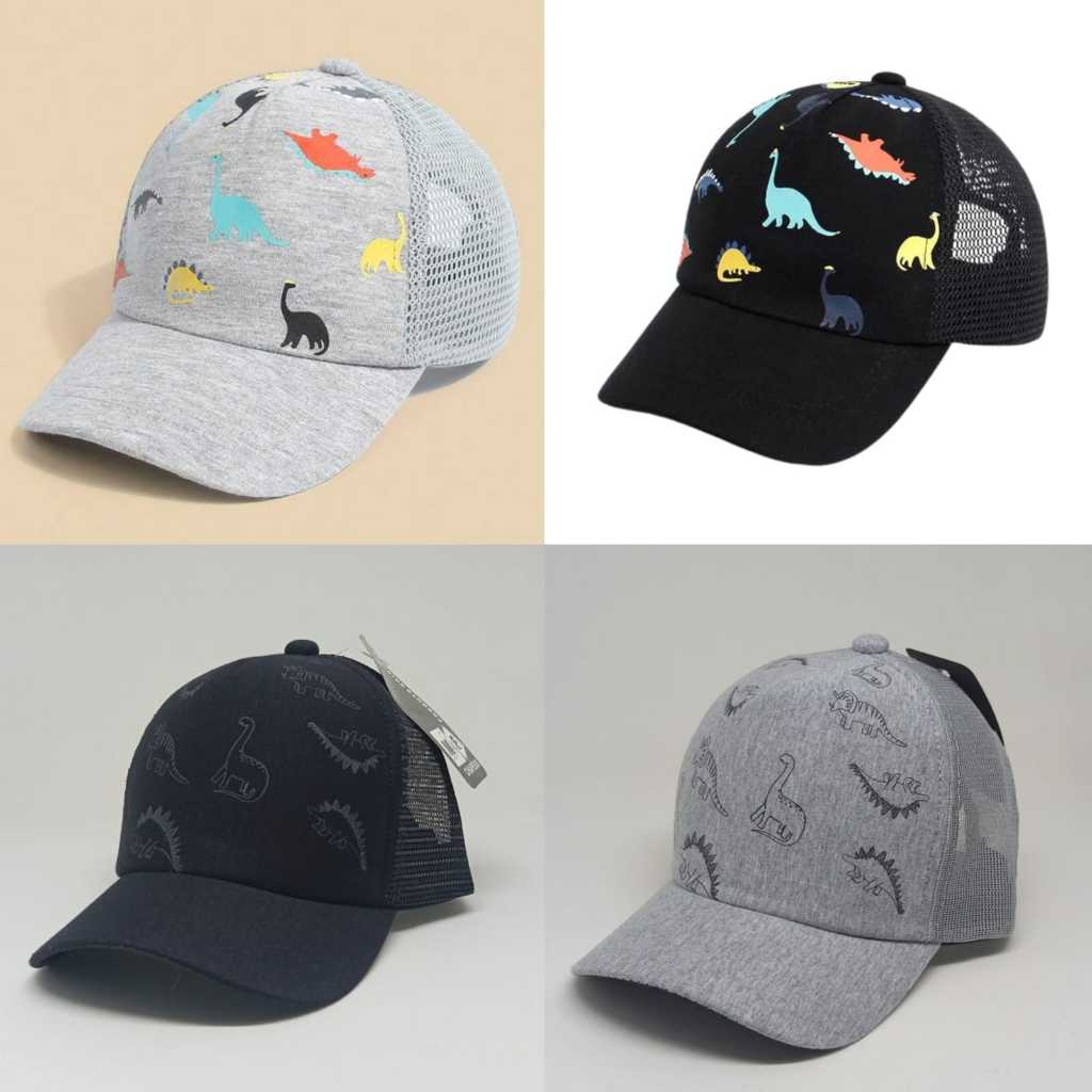 Kit 10 Boné Trucker Telinha Dinossauro Praia Verão Bebê Uv Aba Curva Com Tela Unissex Ajustável