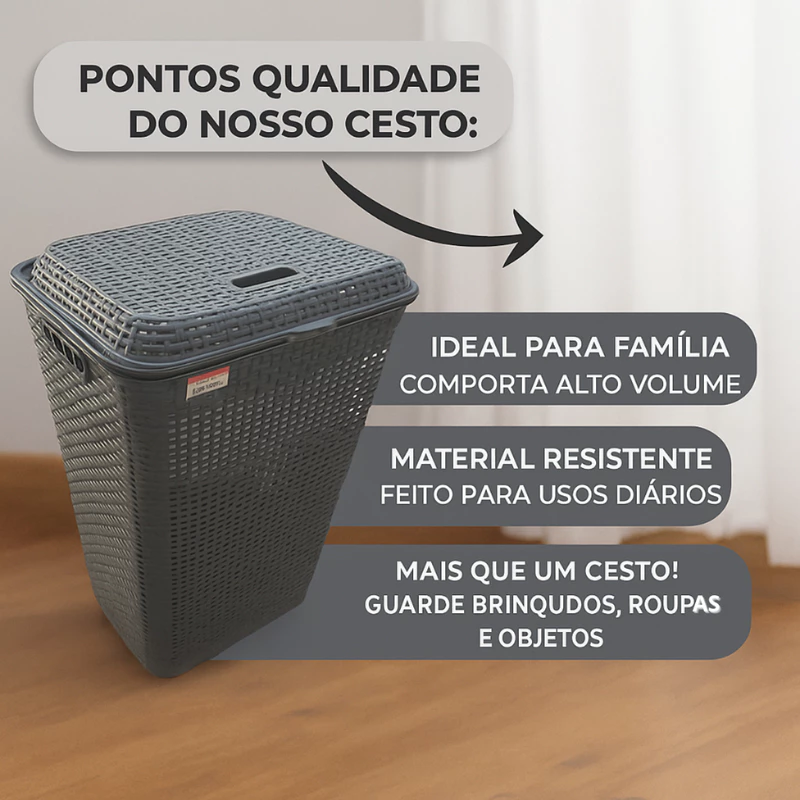 Cesto de Roupa Suja Grande 72L — foto 5
