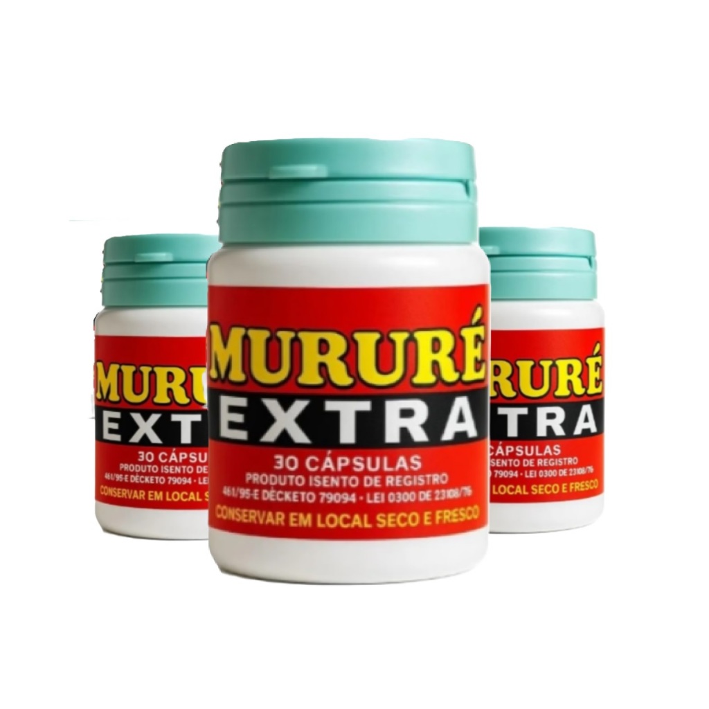 Bem Estar Mururé Extra 100% Natural Original Kit 3 potes com 30 caps.