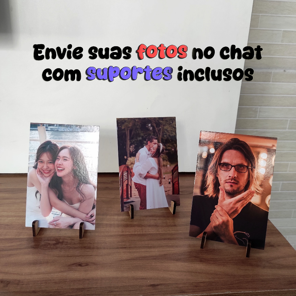 Imagem Kit 3 quadros personalizados com suporte placa decorativa enfeite estante sala mesa decoração