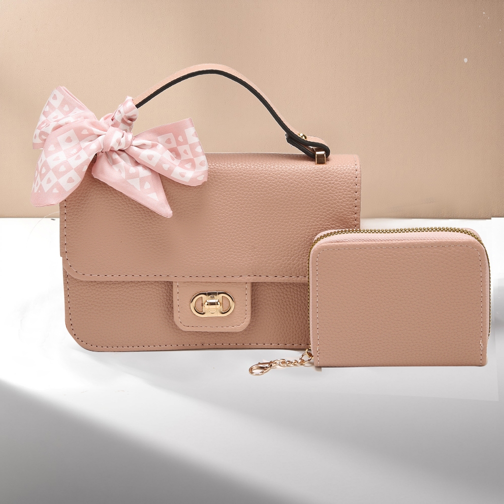 Kit 2 Bolsa Feminina Com carteira Com Laço Em Couro Bolsas Transversal De Ombro Novo Estilo Alta Qualidade LZ566