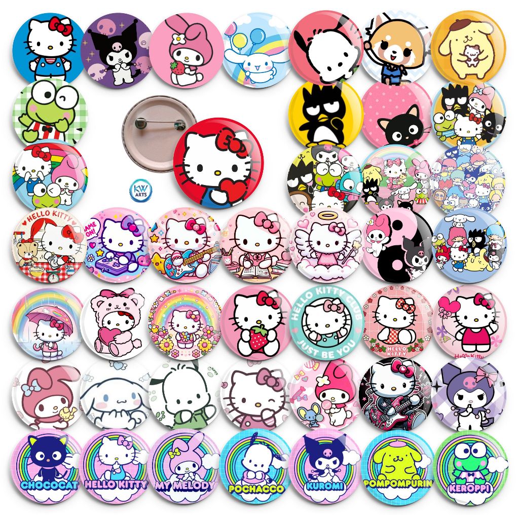 Kit 5 - 10 ou 20 Botons 3,5 cm Hello kity - Vc escolhe as imagens do catálogo - Broche - Bottons