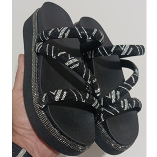 Sandália Feminina Papete Luxo Strass Lateral FlatForm Super Confortável Lançamento em Oferta na Shopee