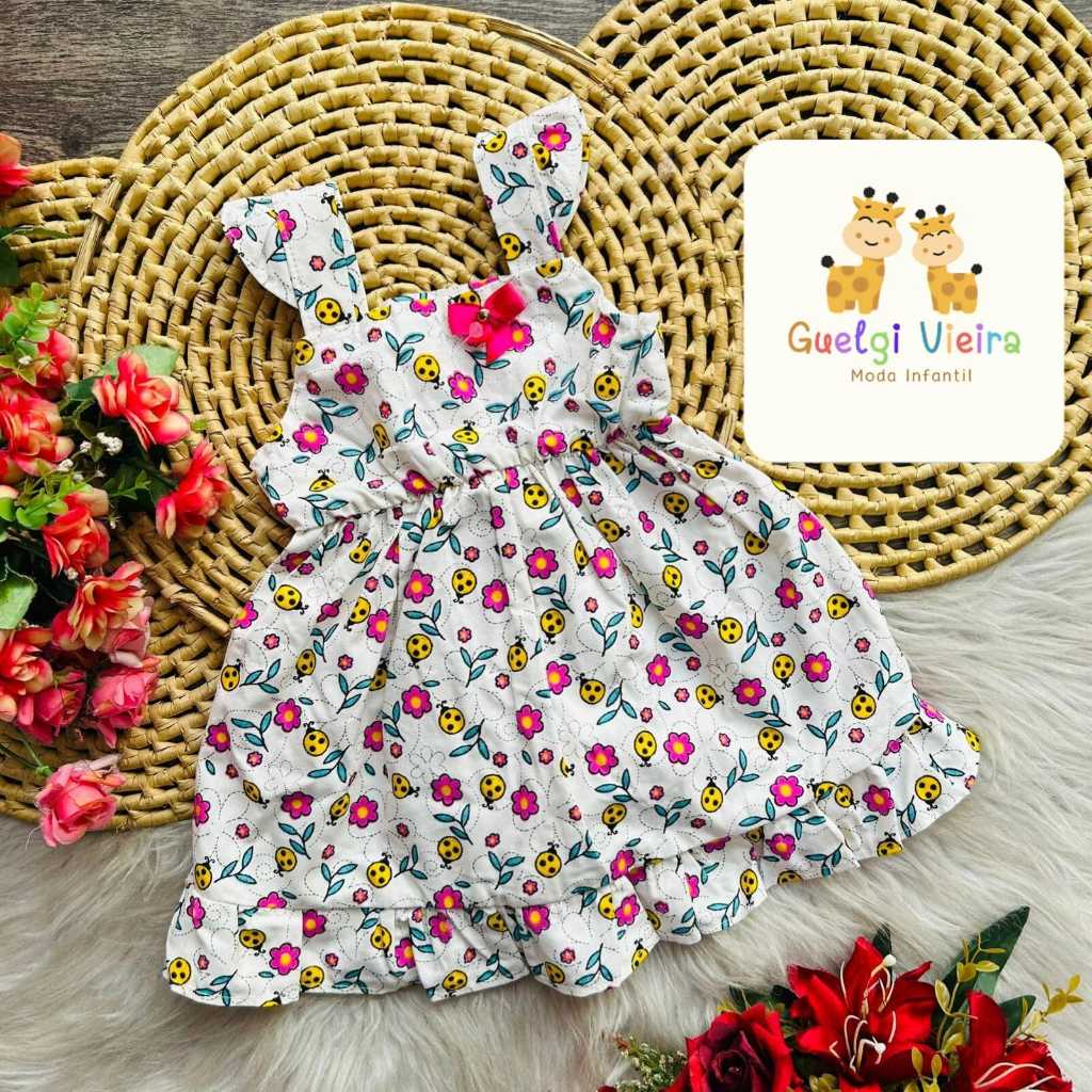 Vestido infantil estampado florido menina feminino verão Tam 6
