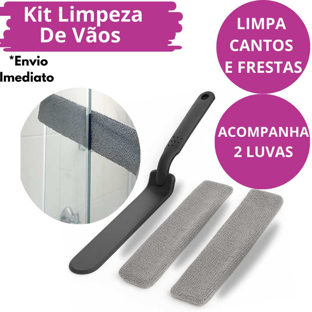 Kit Limpeza De Vãos Ákora – Prático para Box Limpa Janelas e Cantos Difíceis
