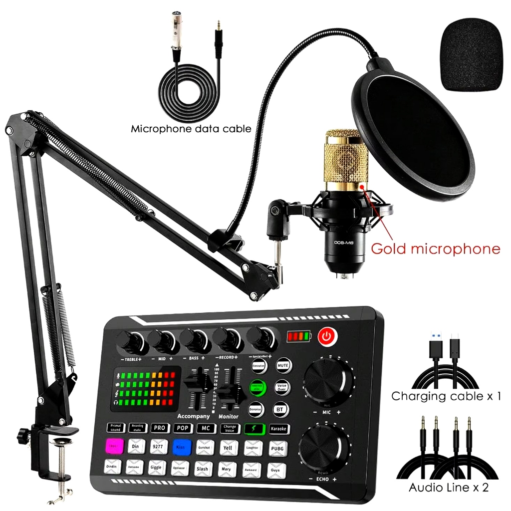 Kit Interface Mesa V8+ Microfone Bm800 Com Braço Articulado Preto em Oferta na Shopee