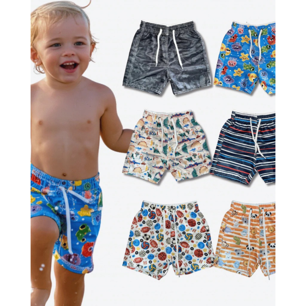 bermudas infantis estampado menino shorts juvenil tecido tactel masculino kids varias cores