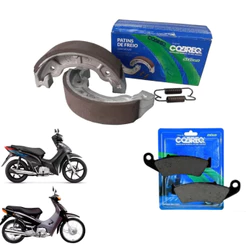 Kit Pastilha Freio Dianteira + Lona Traseiro BIZ 125 125+ 2005 2006 2007 2008 2009 2010 2011 a 2017
