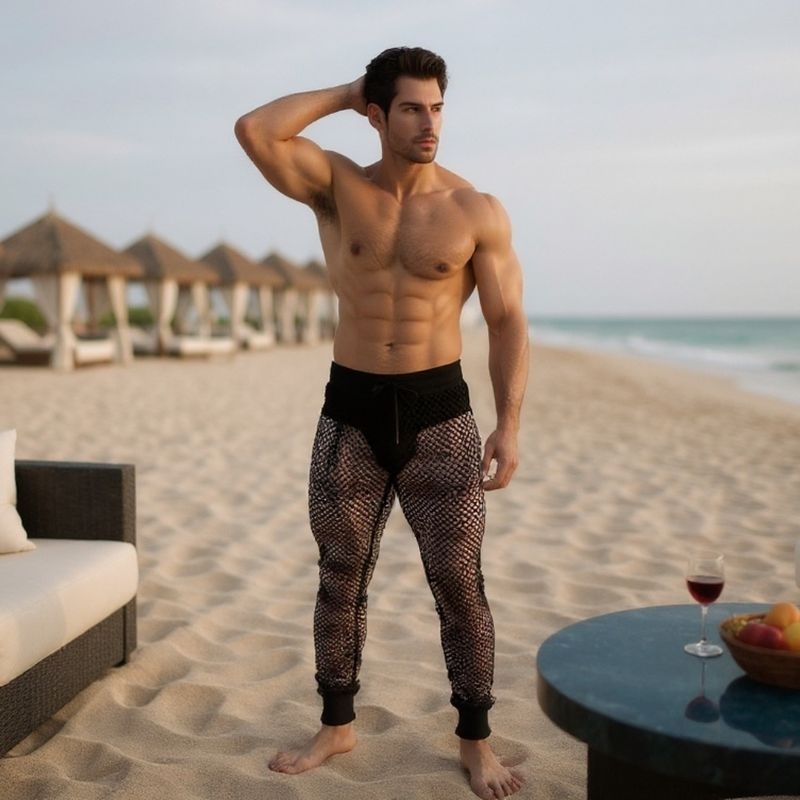 Calça sport masculina Arrastão moda Summer