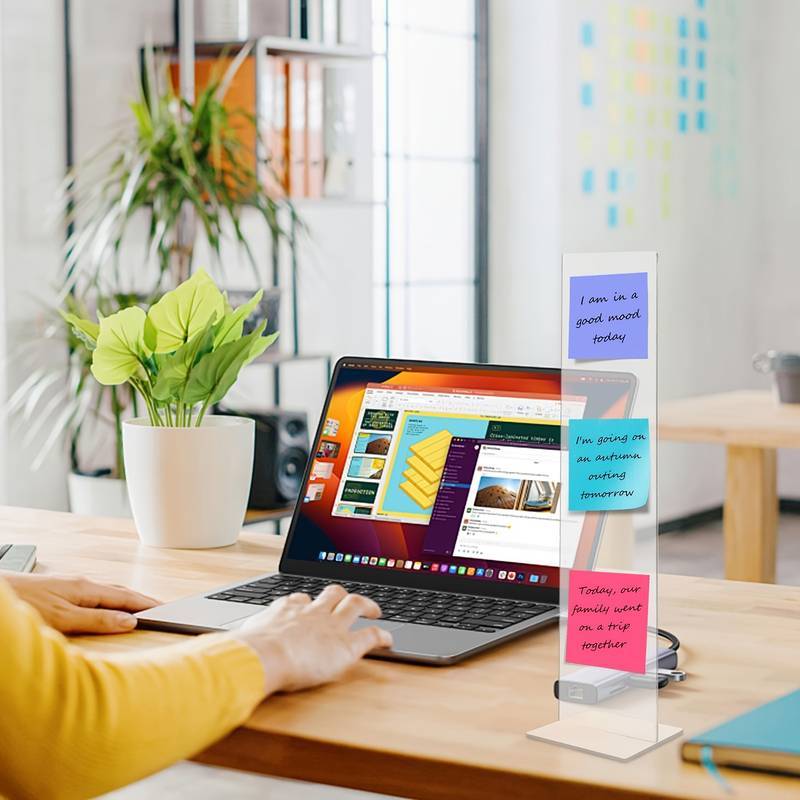 Porta Suporte Agenda Mensagem Acrílico Para MESA OrganizadoR ESCRITORIO Trabalho Home Office Recado Adesivo Removível