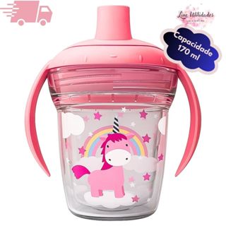 Copo Infantil de Transição 170ml com Alça – Plástico Resistente, Seguro e Cores Sortidas - UNICÓRNIO em Oferta na Shopee